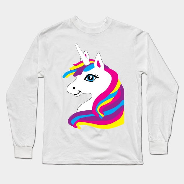 Rainbow Unicorn Long Sleeve T-Shirt by CBV